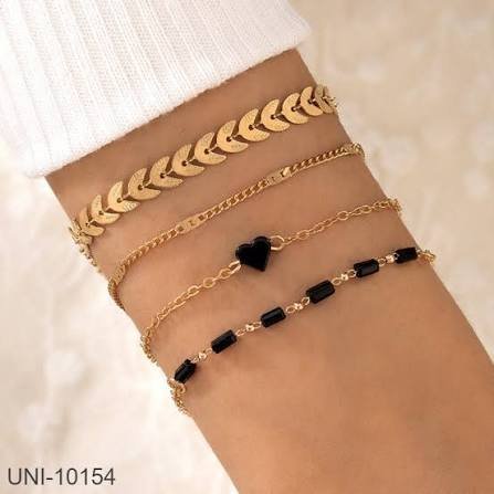 bracelet for girls stackable gold heart charm chain set