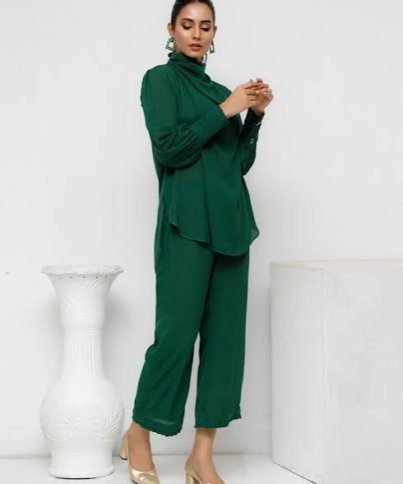 girls stitched dresses pakistan green coord set