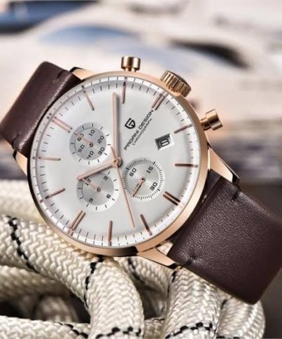 branded watches for men pakistan luxury rose gold quartz chronograph leather watch